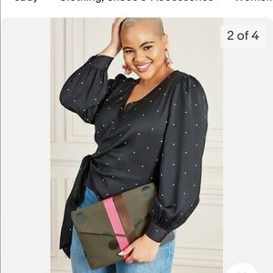 Stella and Dot Bellamy Clutch/Crossbody Olive Dot